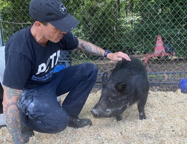 Amy with a PETA fieldworker